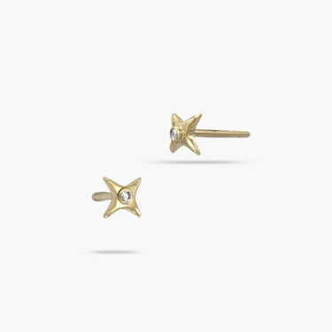 14k Solid Gold Northern Star Stud Earrings
