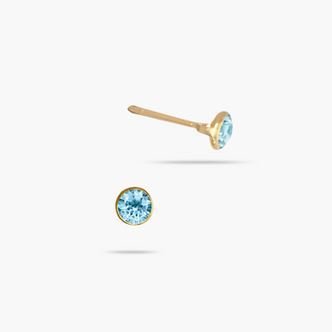 14k Solid Gold Aquamarine Solitaire Stud Earrings
