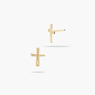 14k Solid Gold Cross Stud Earrings