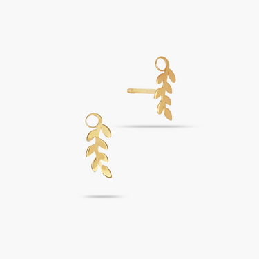 14k Solid Gold Leaf Stud Earrings