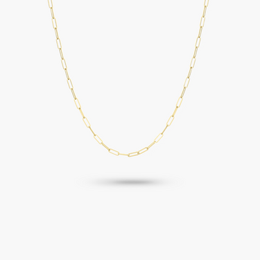 14k Solid Yellow Gold Paperclip Jr. Necklace