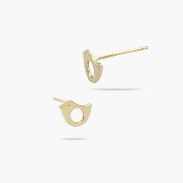 14k Solid Gold Bird Stud Earring