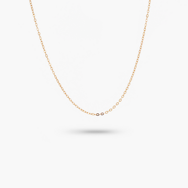 14k Solid Yellow Gold Tiny Oval Link Diamond Cut Necklace