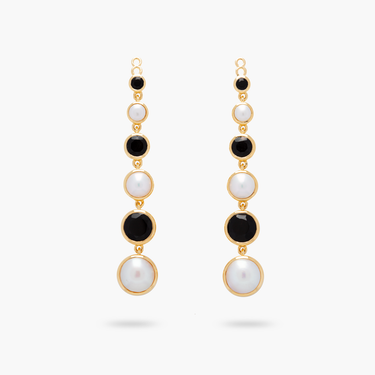 Amare Wear Fresh Water Pearl and Black Onyx Multiway Statement Earring