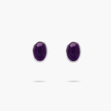 Amethyst Statement Stud Earrings Sterling Silver