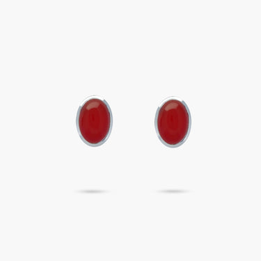 Amare Wear Red Onyx Statement Stud Earrings Sterling Silver