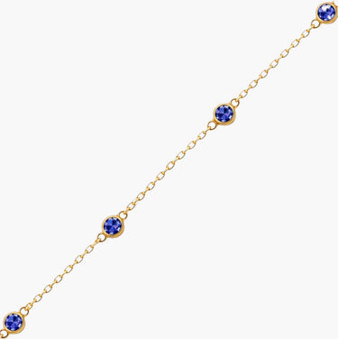 14k gold chain with blue sapphire gems