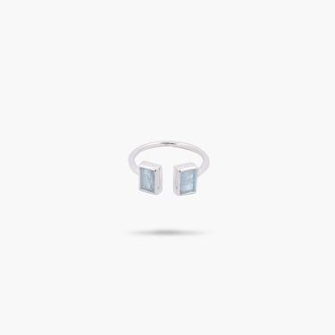 Amare Wear 925 Sterling Silver Aquamarine Cuff Ring