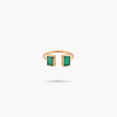 Amare Wear Baguette Green Onyx Cuff Ring