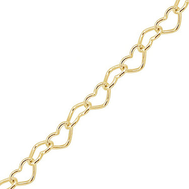 Heart link chain with gold filled links