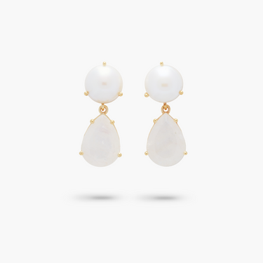 Freshwater Pearl and Teardrop Moonstone Statement Earring