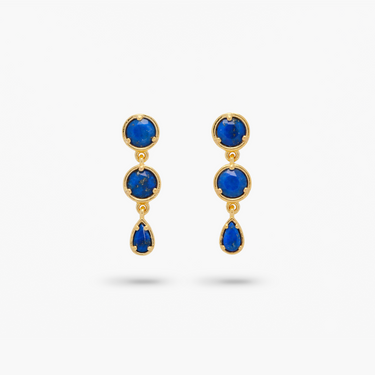 Amare Wear Gold Vermeil Lapis Mini Dangle Earrings