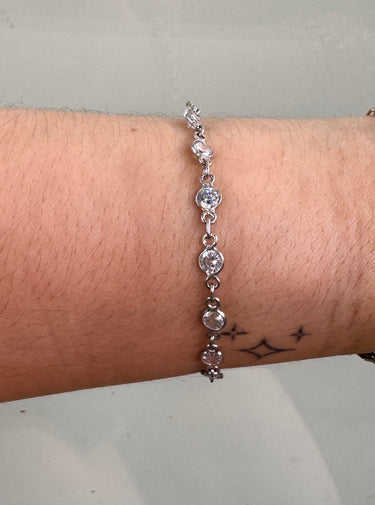 Silver chain with cubic zirconia stones