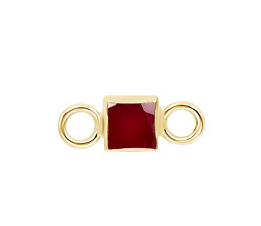 14k Square Ruby Bezel Set Stationary Charm