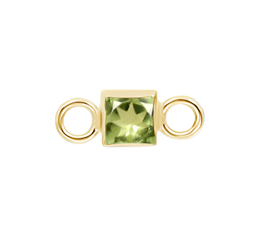 14k Square Peridot Bezel Set Stationary Charm