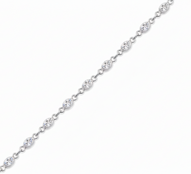 SIlver chain with oval clear stones