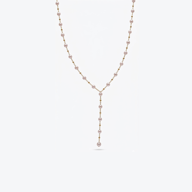 a necklace with small ayoka pearls interlinked