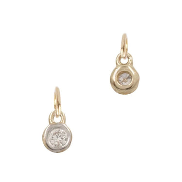 tiny round dangle diamond charm 14k gold