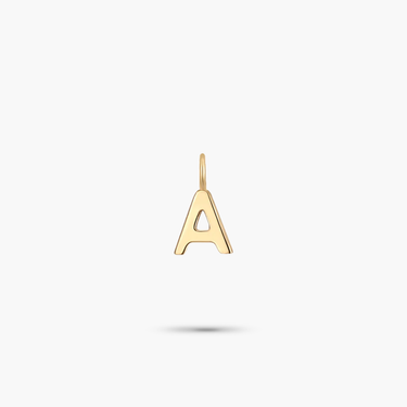 Mini 14K alphabet dangle charm initial A.
