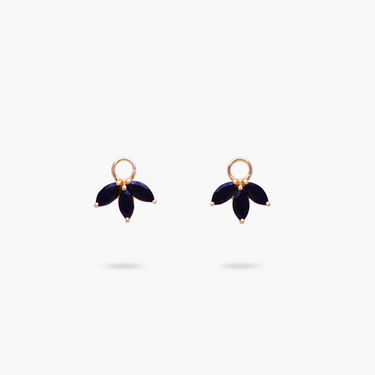 Amare Wear Marquise Black Onyx Gold vermeil Three Leaf Dangle Charm Pendants