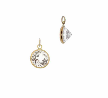 4mm white topaz dangle charm round