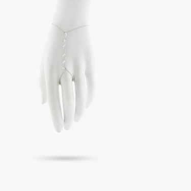 Amare Wear Silver Hand Chain with Crystal