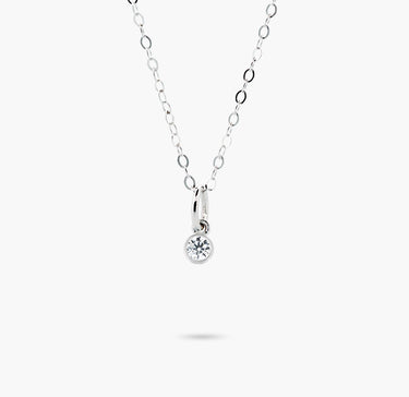 AMARE WEAR White Topaz April Birthstone Necklace Silver