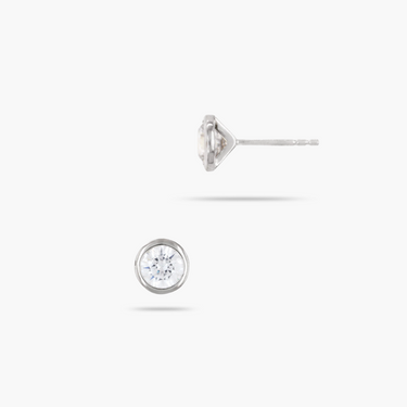 Silver 8mm Cubic Zirconia Bezel Set Round Solitaire Stud Earrings