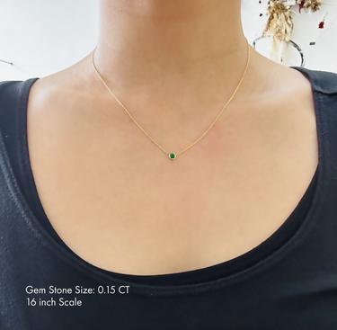 Birthstone Necklace May - Emerald 14K Gold Necklace
