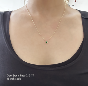 Birthstone Necklace May - Emerald 14K Gold Necklace