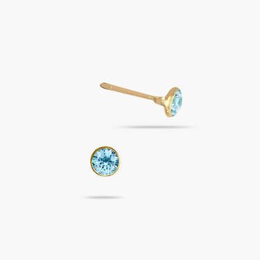 14k Solid Gold Aquamarine Solitaire Stud Earrings 