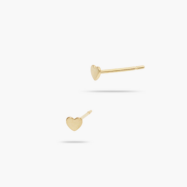 14k Solid Gold Tiny Heart Stud Earrings