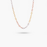 14k Solid Gold Tri-color Oval Link Diamond Cut Necklace