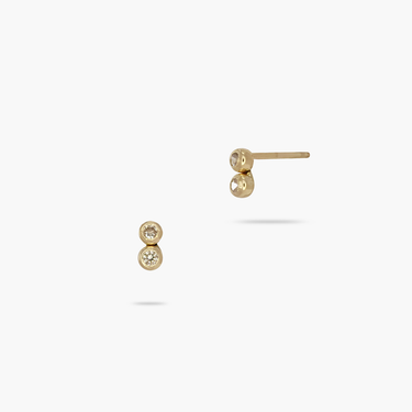 14k Solid Gold 6x3mm Twin Premium Cubic Zirconia Stud Earrings