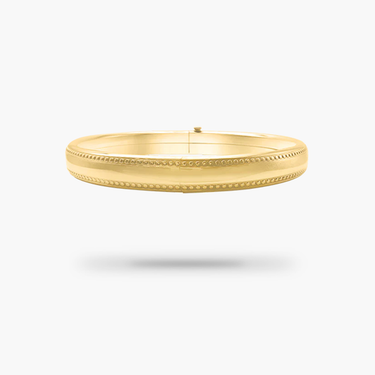 Hinged Bangle Bracelet Beaded Edge Design 8mm Engravable