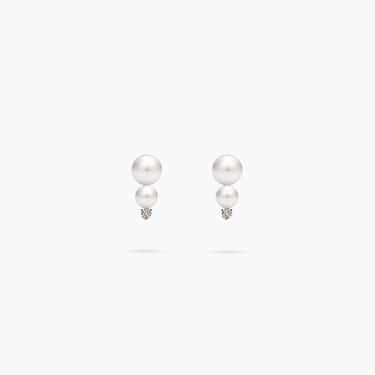 Amare Wear Double Akoya Pearl and Diamond Stud Earrings