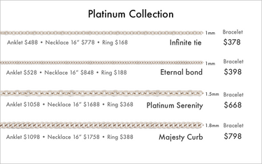 Jewelry collection with prices on a white background