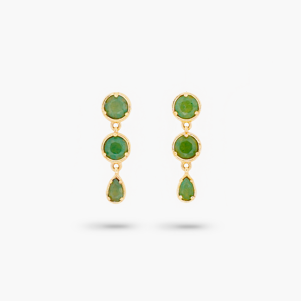 Amare Wear Gold Vermeil Green Aventurine Mini Dangle Earrings