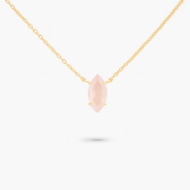 Amare Wear January Marquise Birthstone Necklace Rose Quartz