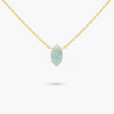 Amare Wear March Marquise Birthstone Necklace Aquamarine