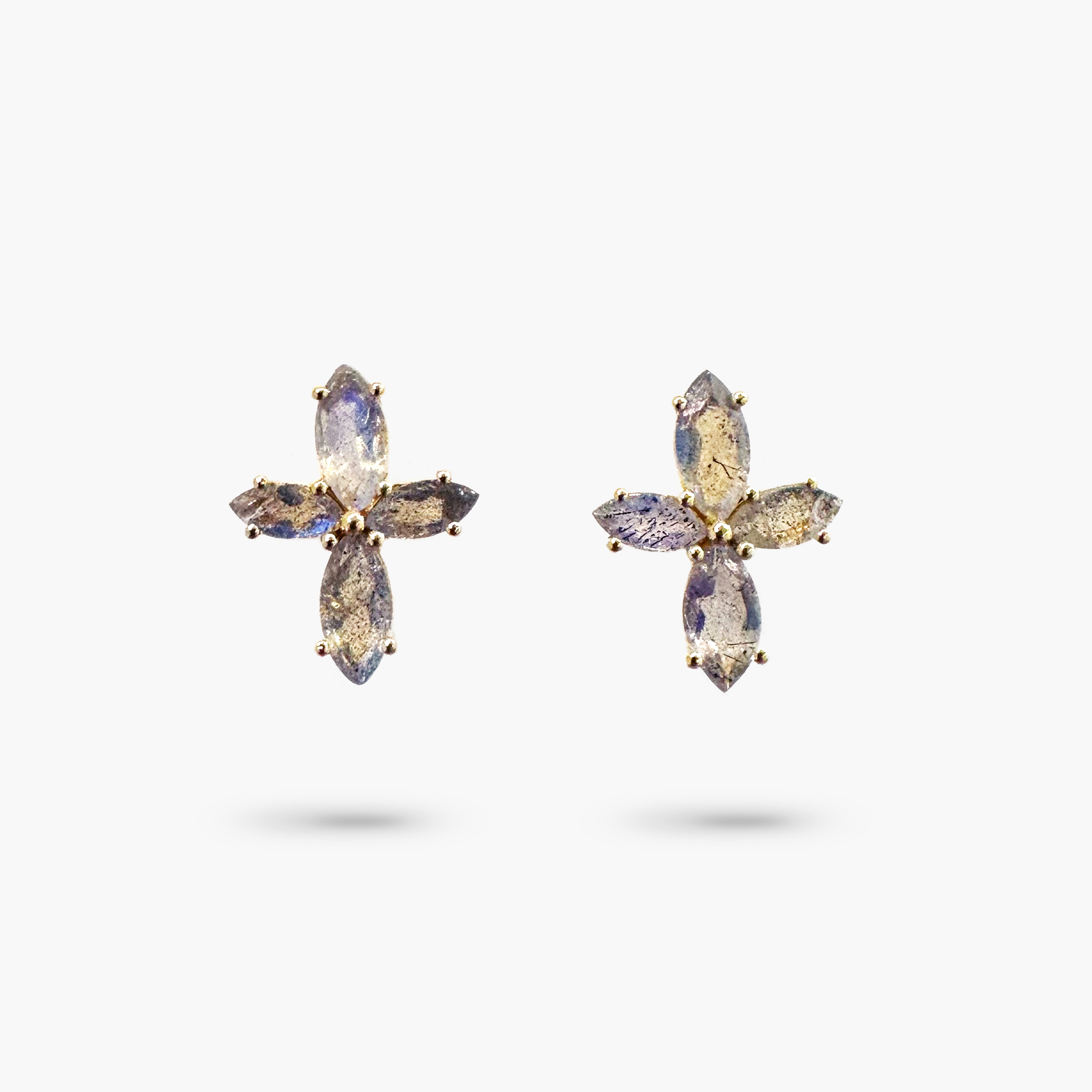 Amare Wear Marquise Flower Labradorite Earring Studs