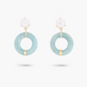 Amare Wear Oriental Inspired Freshwater Pearl and Aquamarine Dangle Earrings