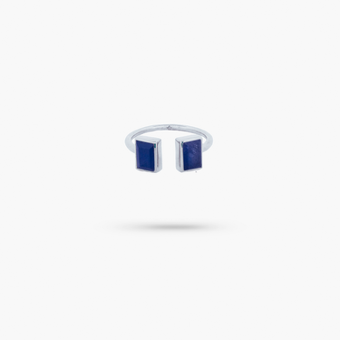 Amare Wear Baguette Sapphire Cuff Ring Silver