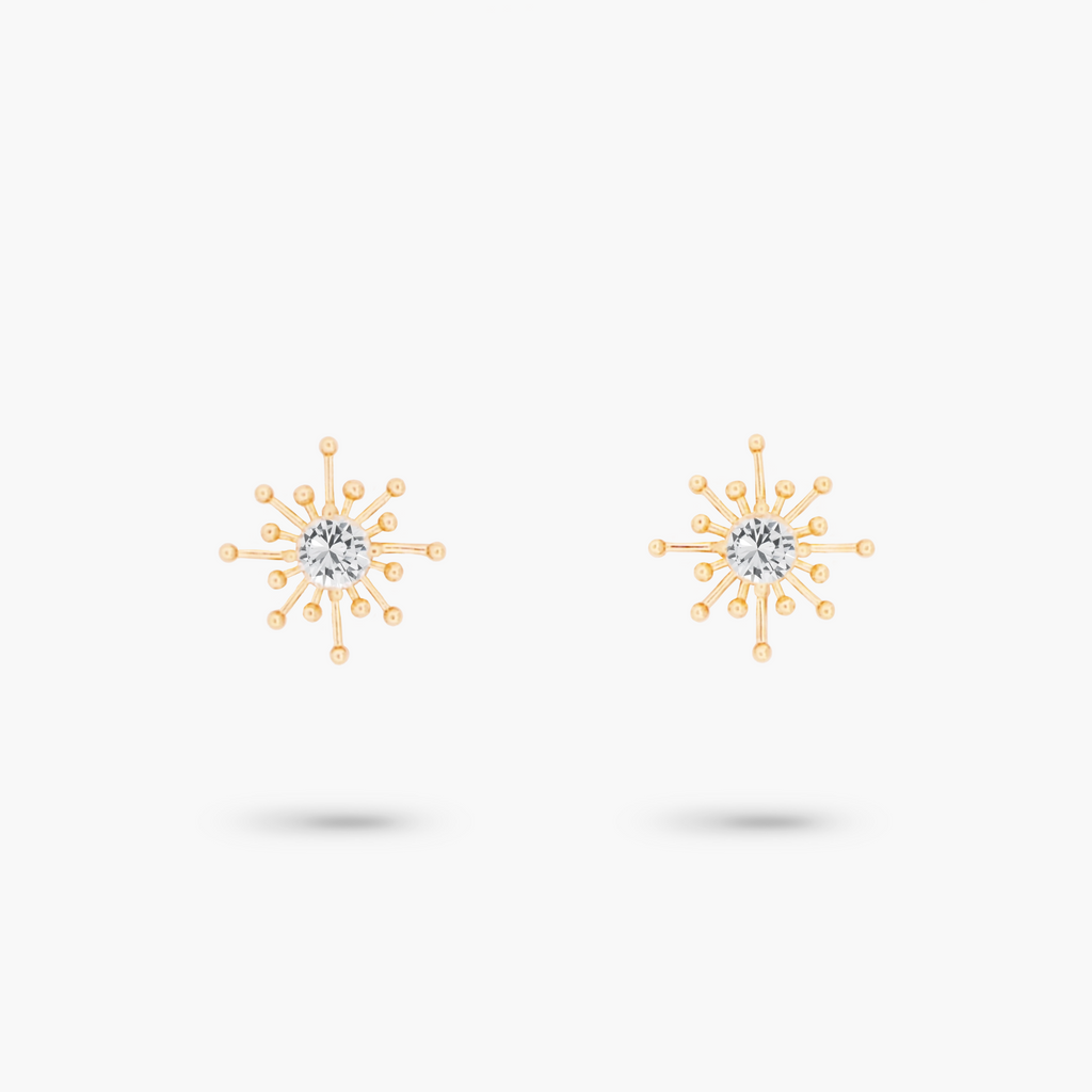 Amare Wear White Topaz Starburst Stud Earring