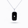 Men’s • All Gender Black Onyx with Pearl and White Topaz 2-Sided Tag Necklace
