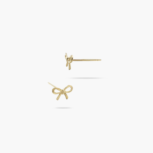 14k Solid Gold Bow Stud Earrings