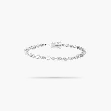 Round and Marquise-cut Tennis Bracelet Sterling Silver