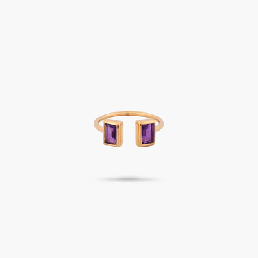 Amare Wear Baguette Amethyst Cuff Ring