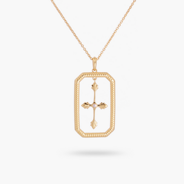 Amare Wear Cross dangle Necklace with Pearl