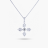 Amare Wear White Topaz Silver Debossed Cross Amulet Necklace